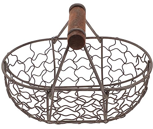 Milisten Wrought Iron Storage Basket Hanging Vegetable Basket Kitchen Vegetable Functional Storage Organizer Wire Egg Rack Wood Literature and Art