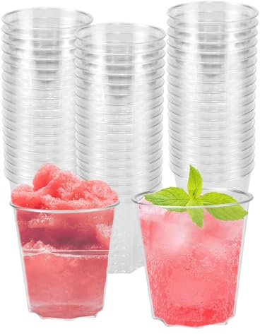 REFORUNG 50 PCS Vasos de Plástico Transparente 160ml, Copas de Plástico Reutilizables, Vasos de Postre Transparente, Copas de Vino Plastico, Copas de Plástico para Cóctel Champán Cerveza Martini Soda