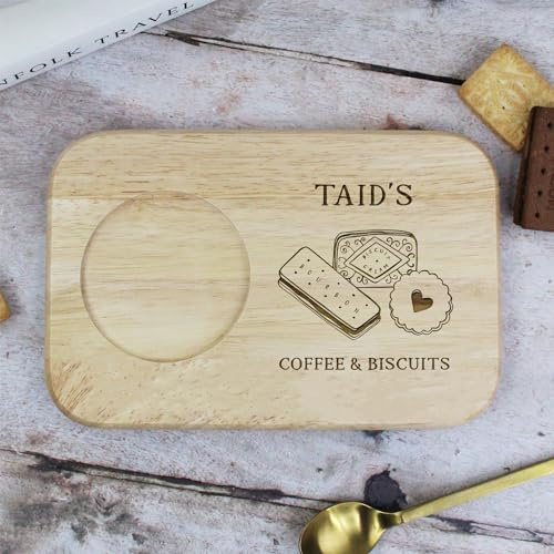 eBuyGB Personalised Engraved Taid's Coffee and Biscuit Serving Board. Gift for Grandpa, Papa, Grandad