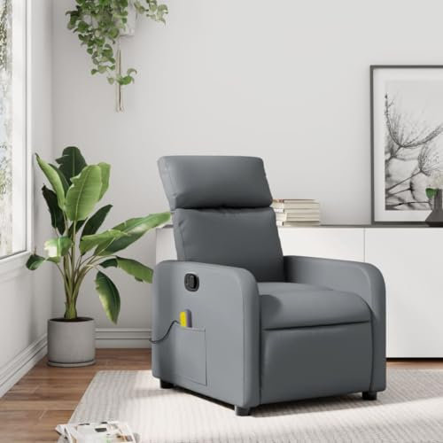 Hommdiy Massagesessel Grau Kunstleder