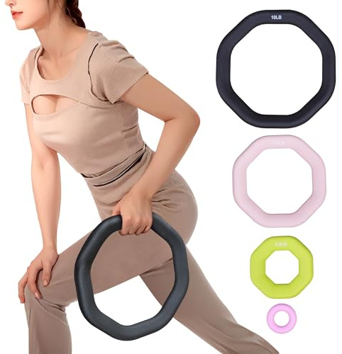 Leikefitness Gewichtring, 2-in-1 Kugelhantel & Hantel, Gusseisen + PVC-Beschichtung, Yoga-Übung, Aerobic, Kerntraining, 4 Stück in einem Set (0,1 kg + 2,5 kg + 3,4 kg + 4,5 kg)