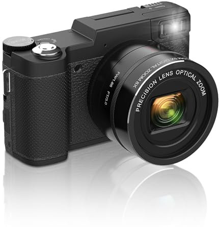 Fotocamera Digitale 4K per Fotografia, Fotocamera per Vlogging con Messa a Fuoco Automatica UHD da 48 MP con Schermo Ribaltabile a 180° da 3,0, Zoom Ottico 5X e Zoom Digitale