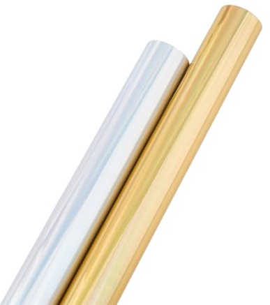 SUPERFINDINGS 2 Farben 8m/Rolle Heißprägefolie Heißprägepapier 19.3cm Breite Metallische Heißprägefolie Für Folienstift/Heißfolienstift Bastelarbeiten Kartenherstellung Gold Silber
