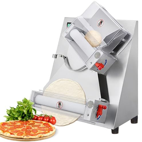 Dfdieratve Dough Sheeter Electric 370W Commercial Max 12 Inch Pizza Dough Press Machine, 260 Per Hour Dough Roller, Stainless Steel Dough Roller Machine Pizza Maker