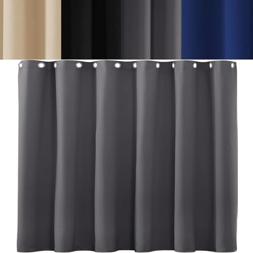 AMZYU Gardinen Blickdichte Vorhänge Schlafzimmer, 100 x 260 cm Schöner Weicher, Kälteschutz Warm Vorhänge Blickdicht mit Ösen, Raumteiler Waschbar, in Vielen Farben Und Größen, Dunkelgrau