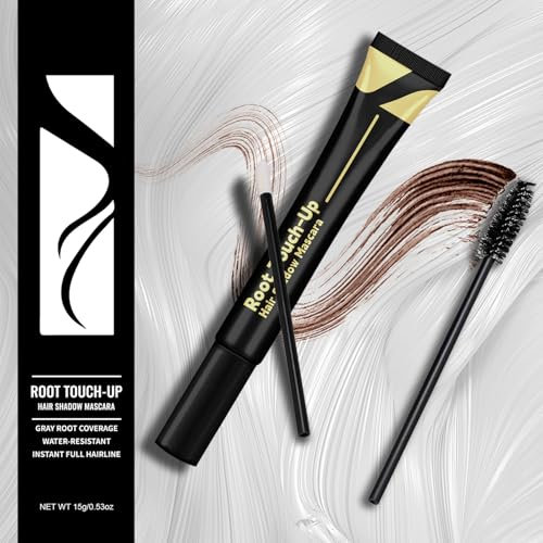 HAIOLORPRO Haarmascara Mittelbraun, Ansatzfarbe Wasserdicht Ansatzpuder Für Frauen Haar Mascara, Haaransatz Puder, Haarpuder Frauen Graue Haare Abdecken Bart Farbe Männer, 15g/0.53oz