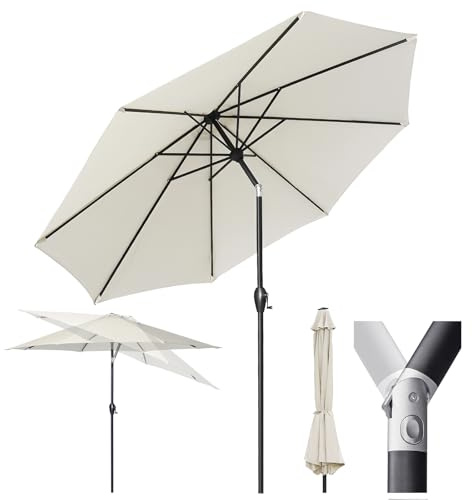 Sekey Alu-Sonnenschirm 330cm Sonnenschirm Gartensonnenschirm mit UV-Schutz，Windfester mit Kurbel für Balkon Garten & Terrasse Sonnenschutz UV 50+