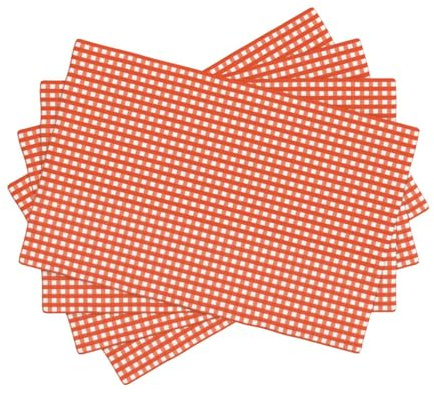 Set di 4 tovagliette a quadretti arancioni, resistenti al calore, lavabili, per tavolo da cucina, sala da pranzo, patio, tavolo da interni ed esterni, lavabili