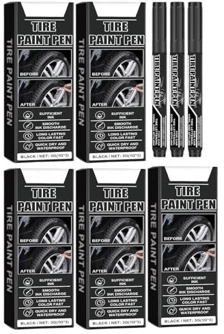 Lot de 15 stylos de retouche noirs pour pneus à séchage rapide - Imperméables - Pour marquage des pneus de voiture et réparation des rayures