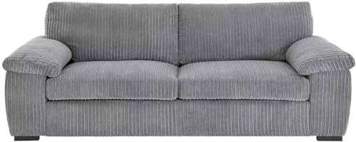 Jumbo Cord 3-Sitzer-Sofa, bequeme und stilvolle Wohnzimmermöbel für große Räume (Grau)