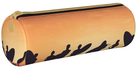 HEBSDFG Silhouette of Surfer People Prints Rundes Federmäppchen und Kosmetiktasche, PVC-Leder, mit Reißverschluss, Organizer für Schule, Büro, Reisen, stilvolles Geschenk, weiß, Einheitsgröße,
