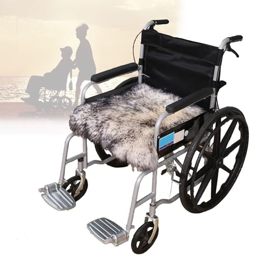 Vinter varm ren ull fleece rullstolskudde – supermjukt sätesskydd för elektrisk/manuell rullstol, stol, soffa eller bil – mysig och bekväm fårskinnskudde
