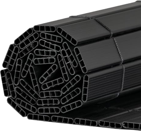 PVC Slat Artificial Bamboo Double Sided Garden Fence - Privacy Balcony Screening - 2m x 4m - Black