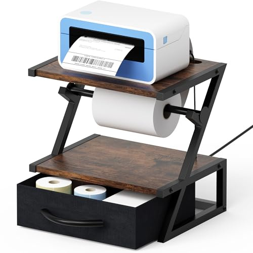 Etikettenhalter für Rollen und Fächerfalt-Etiketten, Thermo-Etikettenhalter mit Schublade, Aufkleberrollenhalter für Desktop-Thermodrucker, Etikettendrucker-Zubehör für Büro, Zuhause, kleine