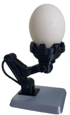 Progred Lustiger Eierbecher aus 3D-Druck als Roboter-Greifarm, witzige Eierbecher als Frühstücks-Gag, Eierschale als ausgefallene und originelle Geschenkidee aus Kunststoff (Roboter-Greifarm)