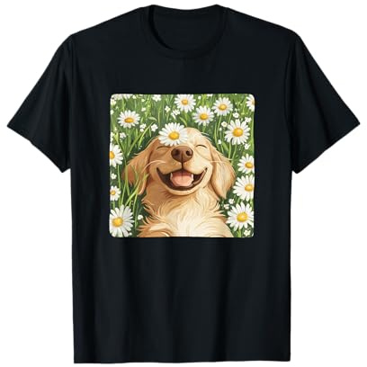 Schöne Gänseblümchenwiese mit Hund für Erwachsene und Kinder T-Shirt