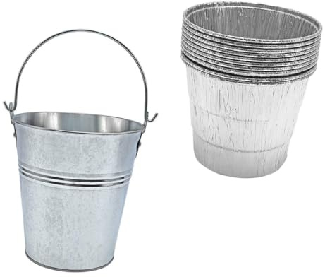 Hemobllo Cubo de Goteo para Parrilla con 10 Revestimientos Desechables de Aluminio, para Barbacoas al Aire Libre, Barril de Grasa Compacto y Fácil de Transportar, Adecuado para Limpieza