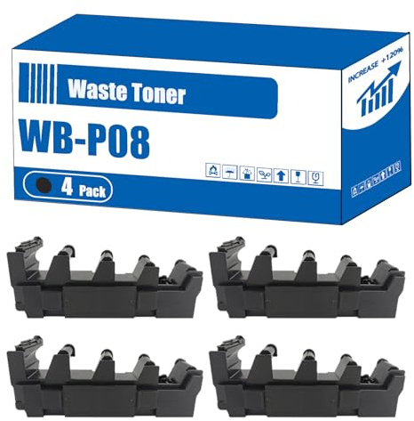 Compatible for Konica Minolta WB-P08 Waste Toner Container BizHub C3300i C3350i C4000i C3320i C3351i C4050i Printers, High Yield 46000 Pages, Accurate Imaging Rich Colors (4 Pack Black)