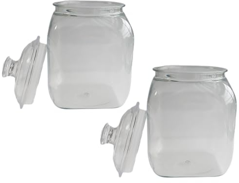 Suclain 2 Pack Acrylic Cookie Candy Jar with Lid Airtight Plastic Apothecary Jar Shatterproof Kitchen Food Storage Canister for Biscuits Snacks Coffee Beans Tea Pet Food (1 Gallon)