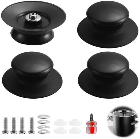 4 PCS Poignée de Couvercle, Casserole Couvercle Boutons de Rechange en Bakélite, Universel pour Couvercle de Casserole, Boutons de Rechange