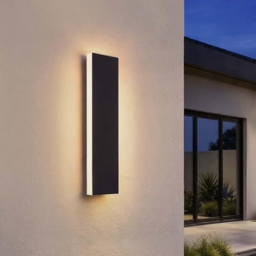 Ledvion Lange Villa LED Außenwandleuchte lang 30cm IP65 6W Warmweiß schwarz | Für Einfahrt Gartenweg Terrasse oder Fassade geeignet und klar auf den Außeneinsatz ausgerichtet