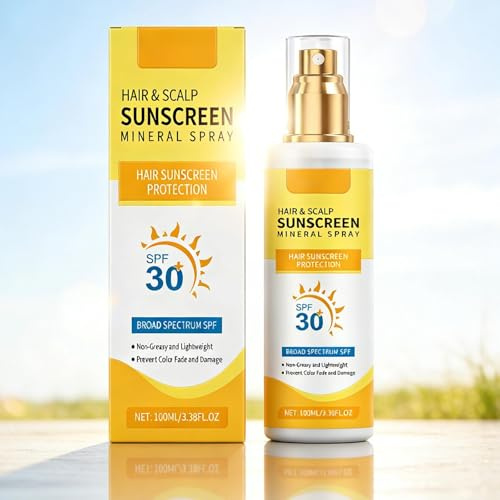 Scalp & Hair Sunscreen Spray, 100ML Non-Greasy UV Protection to Prevent Color Fade & Dryness, Lightweight Sun Cream for Hiking, Beach, Running
