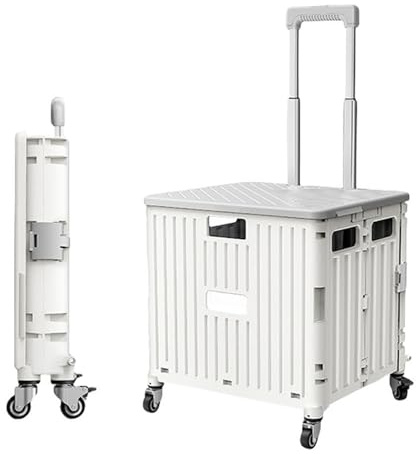 Utility Wagon Cart with Stair-Climbing Wheels & Telescoping Handle, Portable Collapsible Trolley for Grocery Shopping, Garden, Camping, Beach & Outdoor Transport
