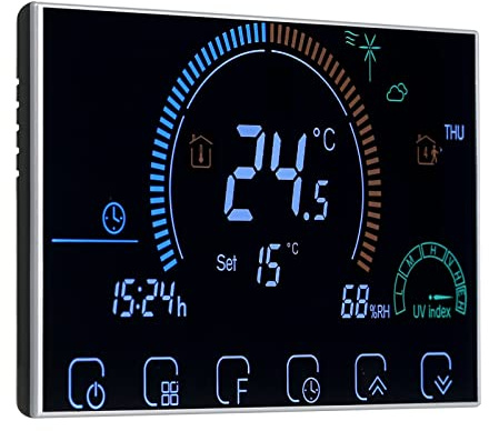 FTVOGUE Smart Termostat WiFi-termostat med Pekskärm LCD-skärm Veckoprogrammerbar 41 Till 95F Temperaturinställning för Elpanna Vattenuppvärmning Hembruk (Vattenuppvärmning)