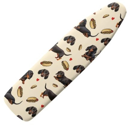 Copri Asse da Stiro Cane Marrone Beige Copriasse da Stiro Riflettente al Calore per Stiratura Rapida Mollettone Copertura Copri Ferro da Stiro Universale Montaggio Facile 122x42cm