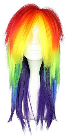 COSPLAZA Bunte Perücke Mischfarbe Anime Cosplay Wigs Little Pony Rainbow Dash Haar Kostümperücken