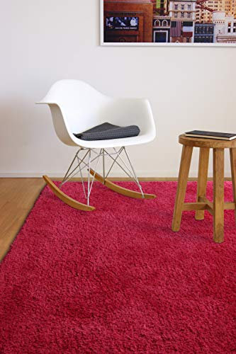 floor factory Weicher Hochflor Shaggy Teppich Privilege rot 200x290 cm - Flauschiger Mikrofaser Langflorteppich