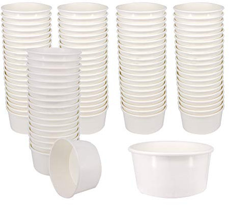 Belinlen Einweg-Eisbecher, Weiß, 170 ml, mittlere heiße und kalte To Go Pappbecher, Lebensmittelbehälter, 100 Stück