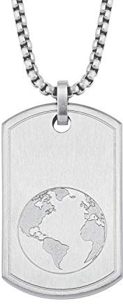 s.Oliver Kette mit Anhänger Edelstahl Herren Halsschmuck, 60 cm, Silber, Weltkugel, Kommt in Schmuck Geschenk Box, 2026121