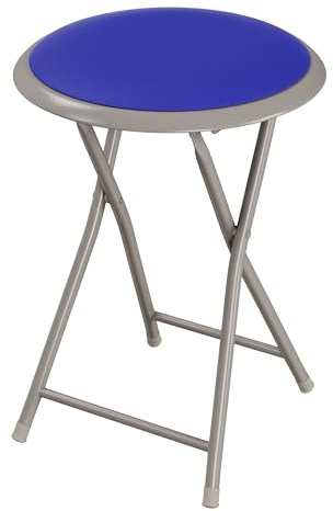 Lavish Home Folding Bar Stool – Portable 18-Inch Backless Seat with 225lb Capacity – Compact Foldable Stool for Kitchen, Dorm, RV, Rec Room or Extra Seating (Blue)