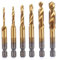 6 teilig HSS Kombi Gewindebohrer Bit Satz, Fixinus 1/4'' Schraube Sechskantschaft Senker Werkzeuge Bohrer Bit Set Maschinengewindebohrer Drill Bits Satz Edelstahl M3, M4, M5, M6, M8, M10