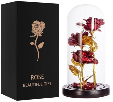 Qtuie Regalos de rosas para mujeres, regalos de cumpleaños para mamá, regalo de rosa para siempre, para su esposa, abuela, novia, rosas eternas en una cúpula de cristal, Navidad, San Valentín, Día de