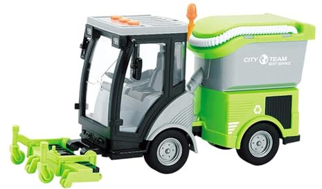 perfk Juguete barredor de Carreteras de simulación para niños, vehículo de Limpieza Resistente, camión barredor de Calles a Escala 1:16 para niños pequeños, Verde