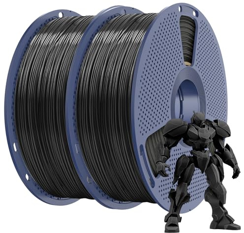 SUNLU ABS Filament 1.75 mm Bündeln, 3D Drucker Filament 1kg*2, Hoch Temperaturbeständiges ABS 3D Druckfilament, Hohe Festigkeit Schlagfest, 1 kg pro Spule, 2 Rollen, Schwarz+Schwarz