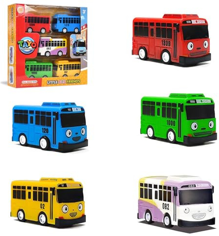 Zhuporn 5 Stück Mini Bus Spielzeug, Zurückziehen Spielzeugautos, Mini Pull Back Spielzeugautos, Kleine Bus Spielzeug, Buses Modell, Spielzeugauts Set für Freunde und Kinder, für Kinder ab 3 Jahren