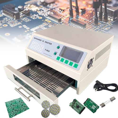 Machine de soudage par refusion 800 W/1500 W Machine de soudage par chauffage infrarouge, four de soudage par refusion Station de reprise BGA SMD SMT Station de soudage par refusion de bureau,T-962
