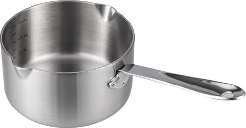 Stainless Steel Milk Pot Butter Warmer with Double Pouring 10cm 350ml Turkish Coffee Pot for Tea Coffee Butter Warmer,Maple Syrup,Sauce Heating