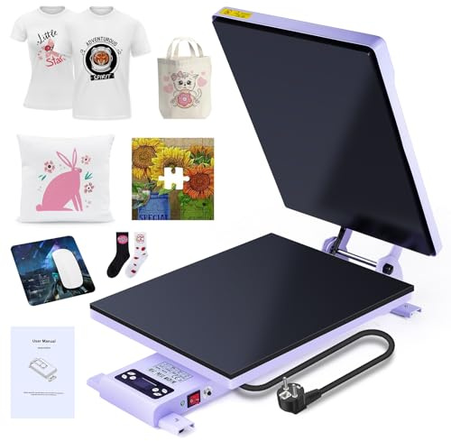 Mindmed 40x50cm Pressa elettrica a caldo certificata Pressa a trasferimento con regolatore di temperatura LCD e pulsante di arresto di emergenza 220V Pressa automatica per tessuti 58x38x22cm