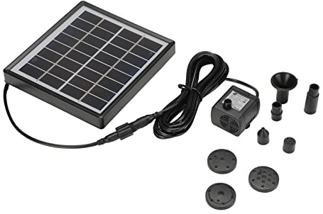 Fafeicy 2W Solenergi Fontänpump, Solvattenpump, Energibesparande Högeffektiv Svart Trädgård Fågelbad Liten Damm Cykelsyre Borstlösa Paneler Plastsprinkler Tillbehör, Driven