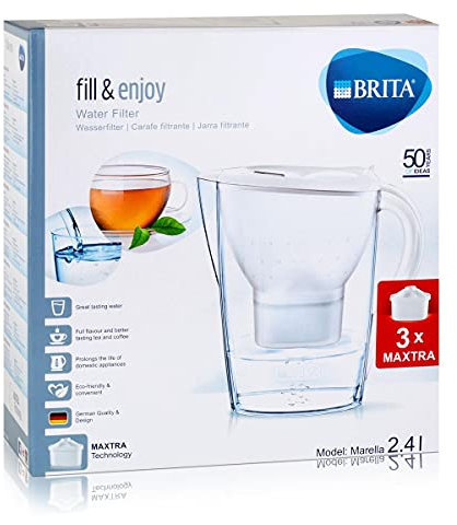 BRITA, 2.4L Marella Cool Blanc Filtre à Eau + 3 Maxtra