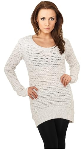 Urban Classics Damen Pullover Ladies Long Wideneck Sweater, Gr. Small, Weiß (Offwhite 555)