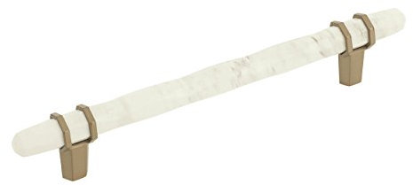 Amerock Schrankgriff, Marmor-Weiß/Goldchampagner, 160 mm, Mitte zu Mitte, Carrione, 1 Stück, Schubladengriff, Schrankbeschläge