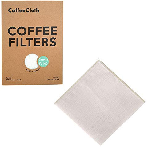 Earthtopia Set de 3 filtres à café réutilisables en tissu | 100% chanvre | Filtre à café définitif réutilisable et Multi-usage (convient à Chemex FS-100)