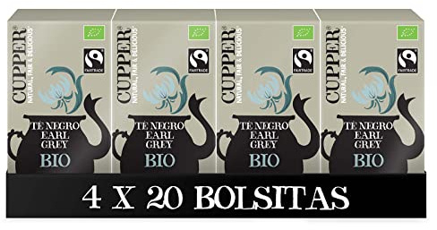 Cupper - Té Negro Ecológico Early Grey - Pack 4 Cajas de 20 Bolsitas