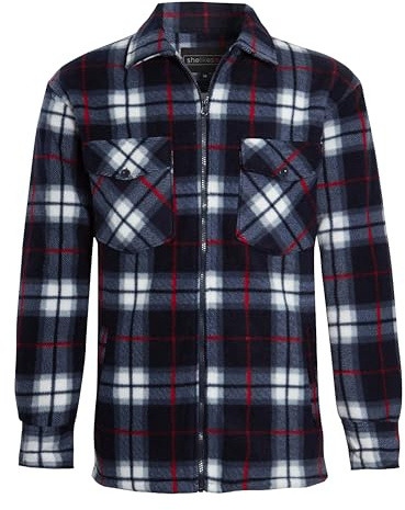 shelikes Mens Womens Shirts Fleece Padded Lumberjacket Sherpa Fur Lined Lumberjack Hooded Quilted Thermal Check Shirt