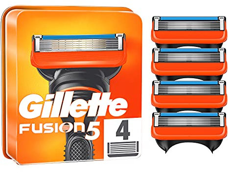 Gillette Fusion 5 Rasierklingen, 4 Ersatzklingen für Nassrasierer Herren mit 5-fach Klinge